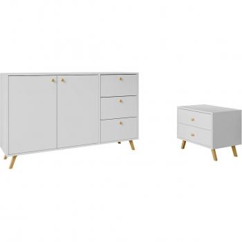 MIRJAN24 Siena Kommoden‑& Nachttisch‑Set (2‑er) – Metallgold‑Griffe