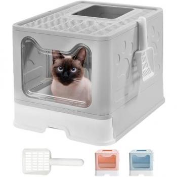 Cubo de Arena “Feline Fresh” – Ventanas Dobles y Bandeja Deslizante