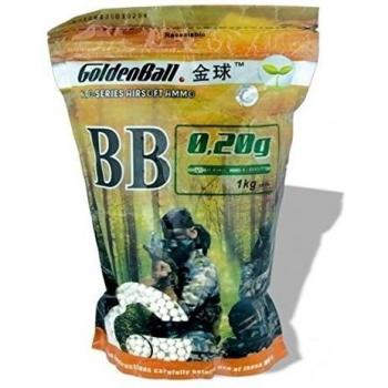 Bolsa de Bolas de Plástico Compacta PVC para Armas Airsoft Golden Ball 6 mm 0.20 g 1 kg