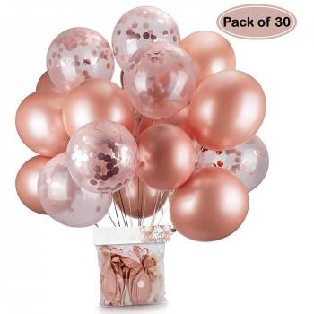 Party-Set: Rose Gold Konfetti Ballons für Geburtstags
