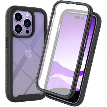 IPhone 15 Pro Hülle Cazy – 360‑Grad‑Konstruktion mit eingebauter Folie, Schwarz