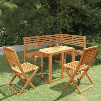Juego de bistró para jardín 4 piezas madera maciza de acacia Marrón
