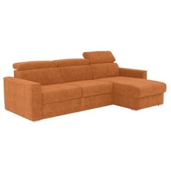 Canapé d'angle convertible en chenille terracotta