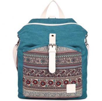 Damen Rucksack aus Canvas mit einfacher Blumenstickerei für Schule und Reisen
