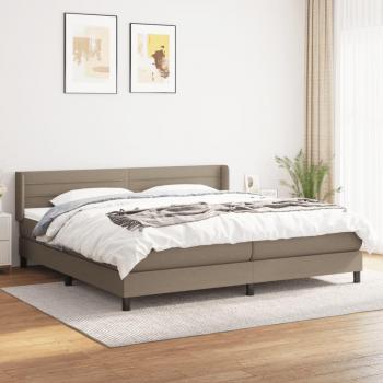 Cama box spring con colchón gris taupe 200x200 cm