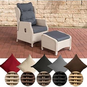 Relaxsessel BRENO aus Polyrattan – Sitzpolster + Fußhocker