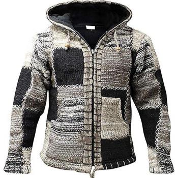 Abrigo de punto para hombre, capucha y cremallera, colección otoño e invierno 2022