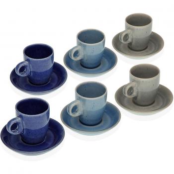 Keramik-Kaffeetassen-Set, 12 Teile, 3 Farben