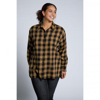 Camicia oversize a quadri per donna in cotone e poliestere marrone 44/46