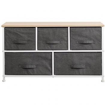 Table de Chevet à 5 Tiroirs en Métal et Tissu