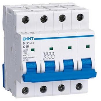 Interruptor magnetotérmico 4P 20A tipo C 6kA Chint NXB-63-4-20C