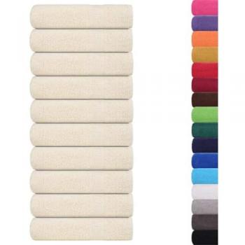 VidaXL 10-Piece Cream Hand Towel Set, 50x100 cm, 360 gsm, 100% Cotton