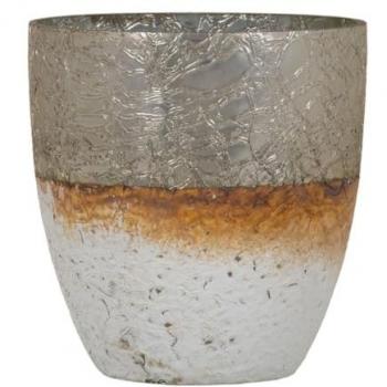 Portavelas de Cristal Elegante Gris Blanco