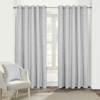 Homescapes Light Grey Heavy Boucle Textured Blackout Lined Eyelet Curtain Pair, 66 x 72