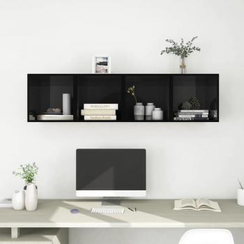 Mobili Murali Nero Lucido 37x37x37 cm – Kit di 4 Armadietti