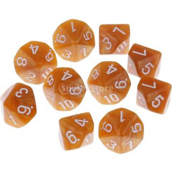 10 Count Plastic 10-Sided D10 Dice for RPGs