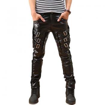 Punk Style Faux Leather Pants for Men