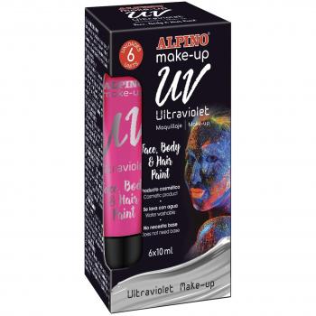 Maquillaje rosa bajo luz UV