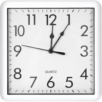 Horloge 9×9 pouces, style carré, sans bruit, couleur blanche