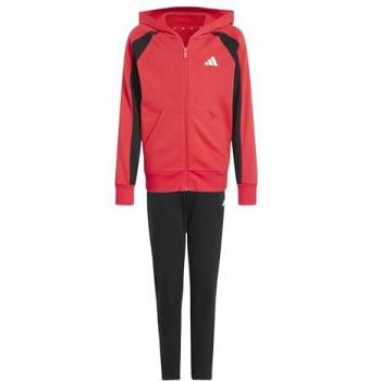 Adidas Red Seasonal Essentials Colour‑Block Tracksuit for Kids