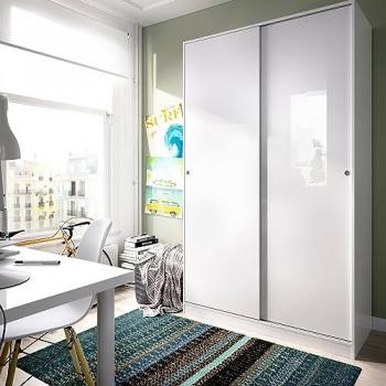 Denali Armario de Percha para Dormitorio Blanco – 2 Puertas Correderas