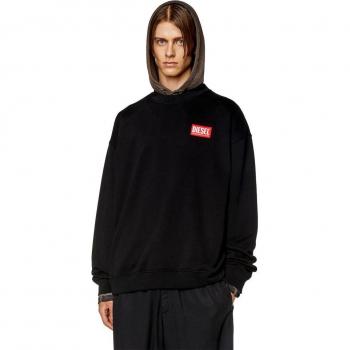 Diesel Sweatshirt – Oversized, Logo Patch – Black – Male – Size L