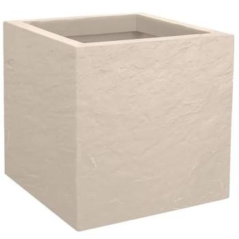 Jardinière Carrée Édition Volcania Up – Effet Pierre – 21L – Beige Calcaire – EDA