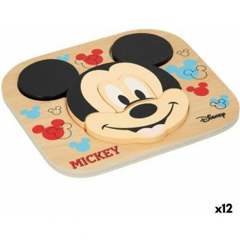Mickey Mouse Wooden Puzzle Toy – 12 Months and Up, 6 Piece Pack (12 Units)