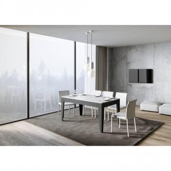CICO Mix Mesa Extensible Tapa Blanca Espátula 90x160/220 cm, Patas Antracita