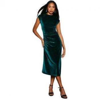 Ruched Velvet Midi Dress, Indigo – Principles 18 UK