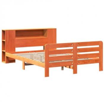 Cama de pino marrón cera 140x190 cm sin colchón