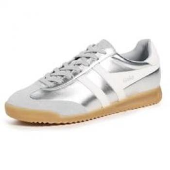 Women’s Gola Tornado Glimmer Trainers in Silver & Off‑White