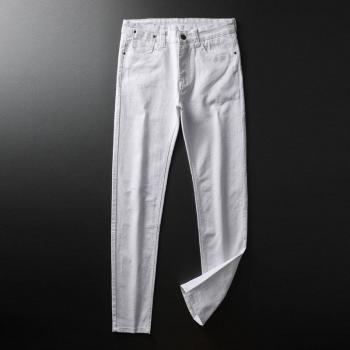 Pantalon en coton blanc pour hommes, coupe classique