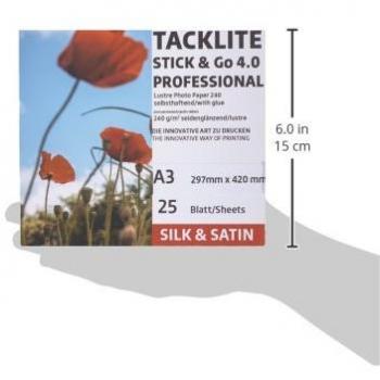 TACKLITE Foto‑Stick & Go – 25 Blatt A3 Lustre‑Inkjet Papier