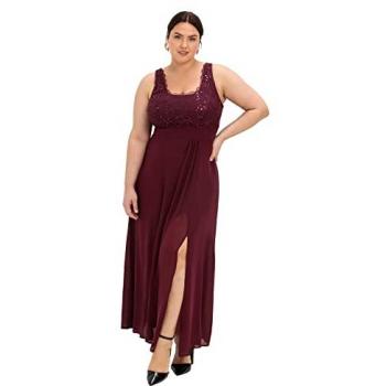 Sheego Abendkleid mit floraler Spitze in Aubergine für große Größen (Gr. 40-58)