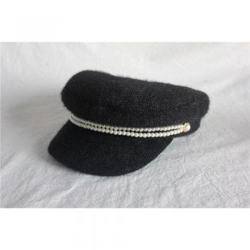 Pearl Button Chain Octagonal Visor Cap for Women