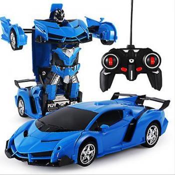 Coche Robot Policial Azul con Control Remoto para Niños