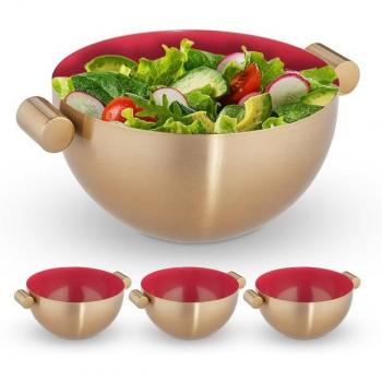 Lot 4 de saladiers inox, mélangeur rond 20 cm – cuisine et service – or-rouge