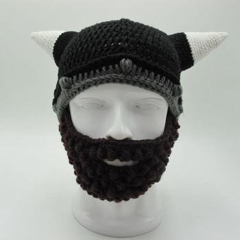 Men's Fancy Dress Viking Hat with Horns and Beard