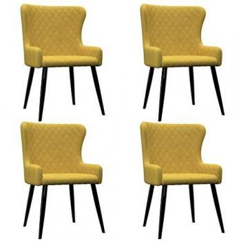 Sillas de Comedor Estilo Moderno Terciopelo Amarillo