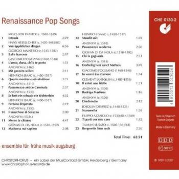 Ensemble für Frühe Musik Augsburg Renaissance Pop Songs