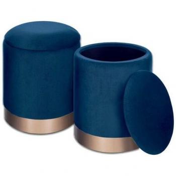 Blauer Samtpouf Dmora – 31 x 38 cm