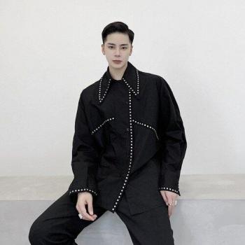 Male Casual Rivet Long Sleeve Shirt