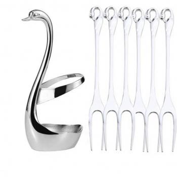 7Pcs Swan Forks and Coffee Spoon Set