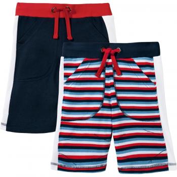 Kinderbutt Marine‑Ringel Bermudas – Zweierpack aus Sweat (Gr. 98/104)