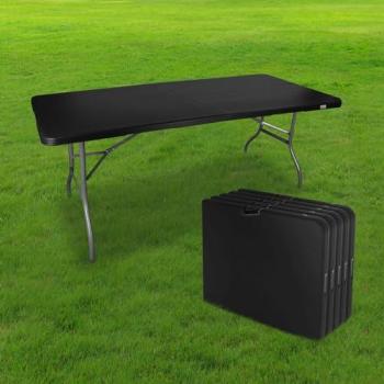 Lot de 5 Tables Pliantes en HDPE Noir – 180 × 74 cm