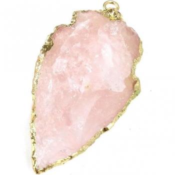 Broche 16x29mm con Piezas Naturales Doradas