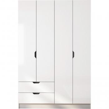 EVUHOME Bergen 4 Door 2 Drawers White Wardrobe