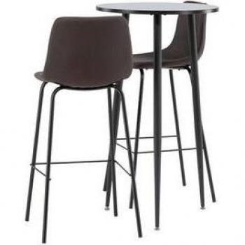 EBUY24 Barmöbelset Plaza mit Bartisch und 2 braunen Alexi Hockern