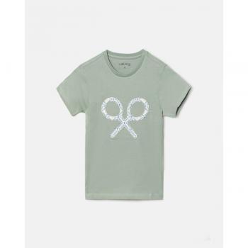 Camiseta de niño con estampado de raqueta en verde